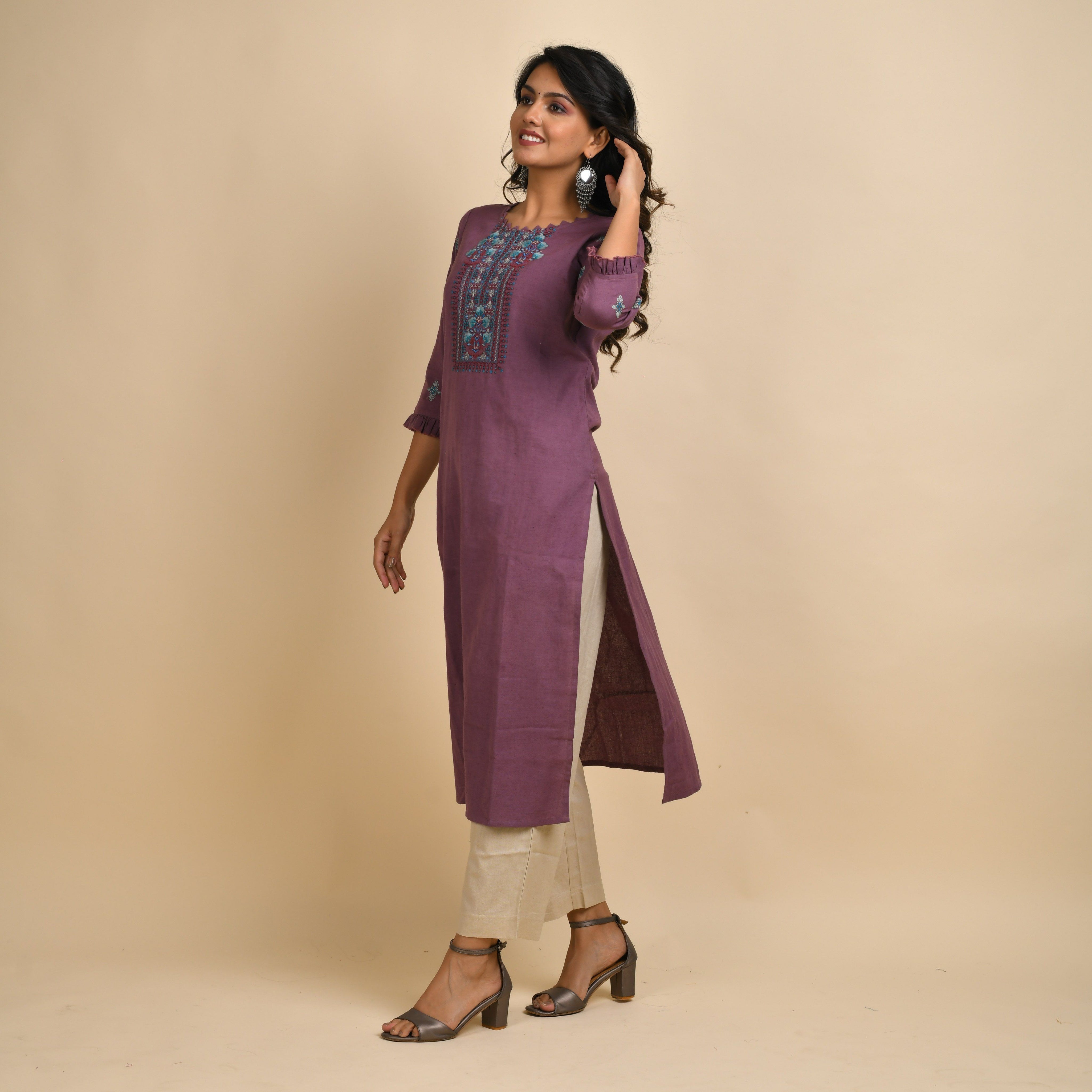 RANGDEEP WOMEN MAUVE EMBROIDERY KURTA Kurti Rangdeep-Fashions XX-Large 