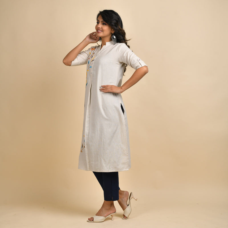RANGDEEP WOMEN OFF-WHITE EMBROIDERY KURTA Kurti Rangdeep-Fashions Large 