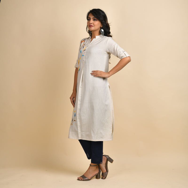 RANGDEEP WOMEN OFF-WHITE EMBROIDERY KURTA Kurti Rangdeep-Fashions Medium 