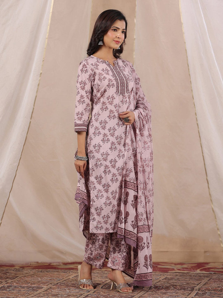 RangDeep Women Pink Floral Print Kurta Set Kurti Dupatta set Pant Rangdeep-Fashions 