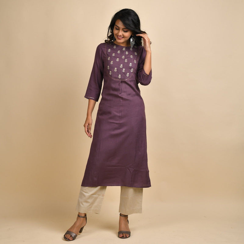 Buy Purple Color Kurta with Pant Set for Women Online in India