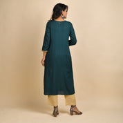 RangDeep Women Rayon Green Embroidered Straight Kurti Kurti Rangdeep-Fashions 