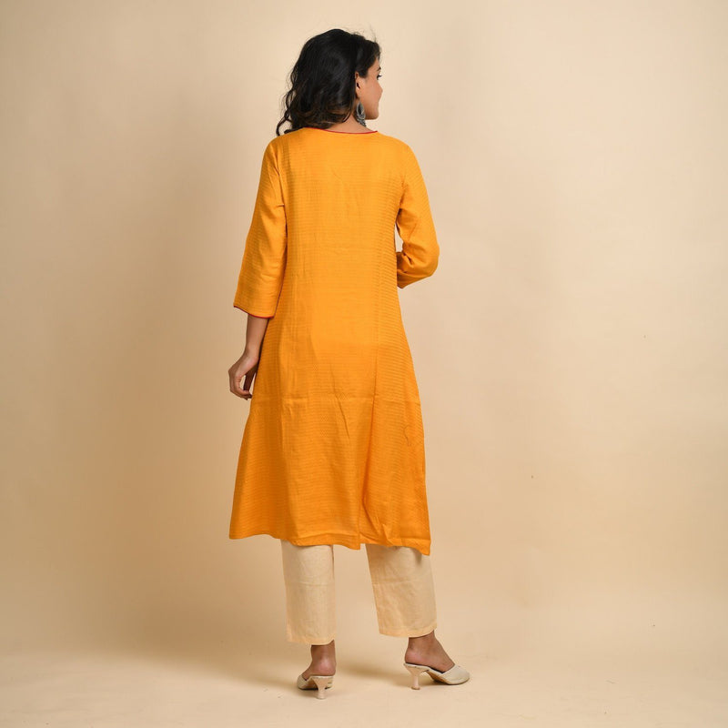 RangDeep Women Rayon Yellow Embroidered Straight Kurti Kurti Rangdeep-Fashions 