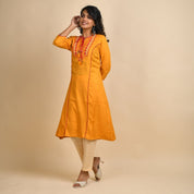 RangDeep Women Rayon Yellow Embroidered Straight Kurti Kurti Rangdeep-Fashions X-Large 