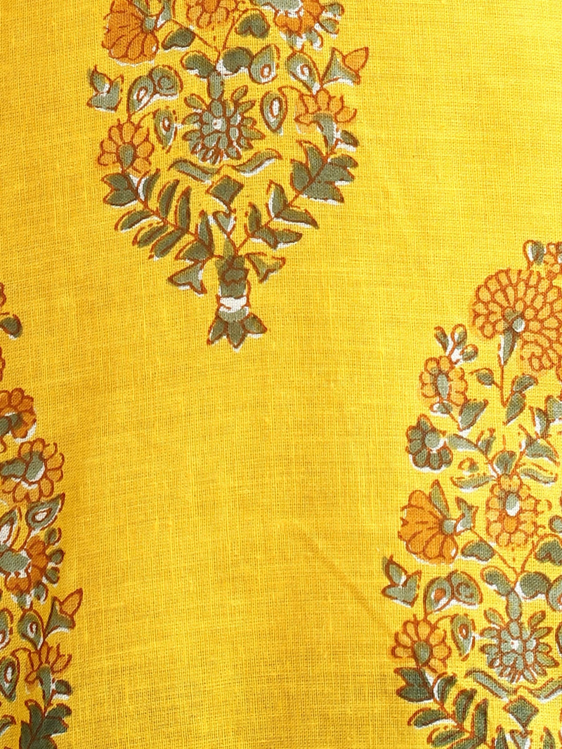 RangDeep Yellow Block Printed Cotton Kurta Kurti Rangdeep-Fashions 