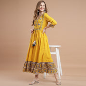 RANGDEEP YELLOW RAYON WOMEN'S ANARKALI KURTA Rayon Anarkali kurta Rangdeep-Fashions 