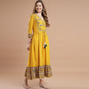 RANGDEEP YELLOW RAYON WOMEN'S ANARKALI KURTA Rayon Anarkali kurta Rangdeep-Fashions Medium 