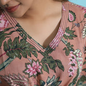 SHORT Peach Cotton Printed Kaftan Kaftan SANSKRUTI HOMES 