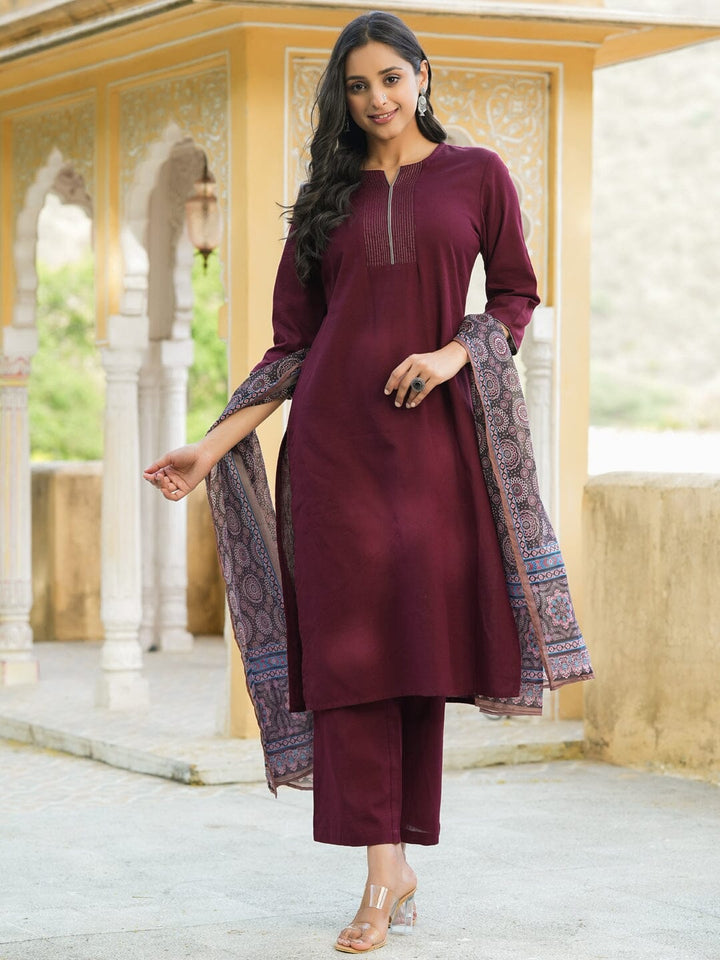 Women Cotton Flex Kurta Set With Chiffon Dupatta Kurti Dupatta set Pant Rangdeep-Fashions 