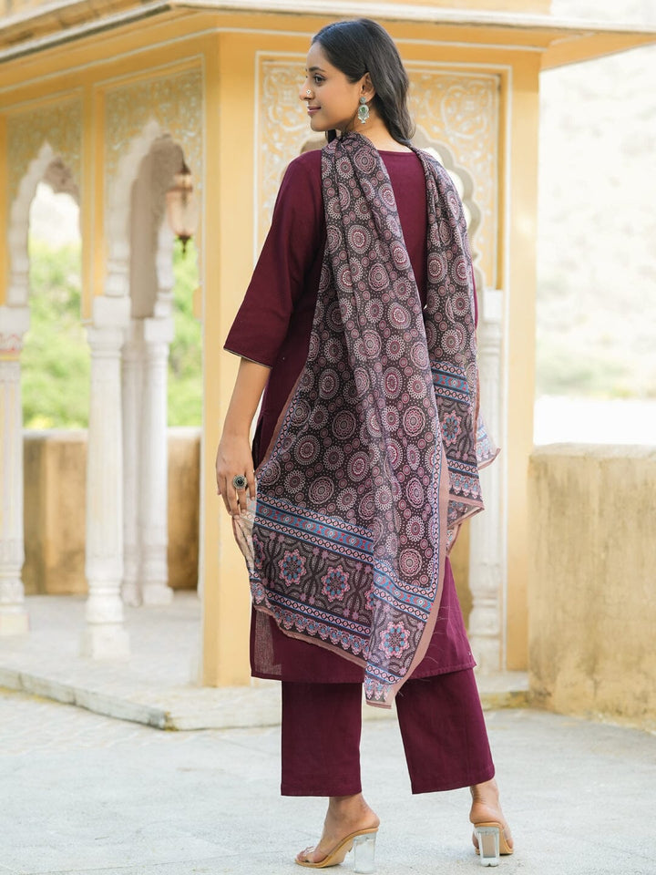 Women Cotton Flex Kurta Set With Chiffon Dupatta Kurti Dupatta set Pant Rangdeep-Fashions 