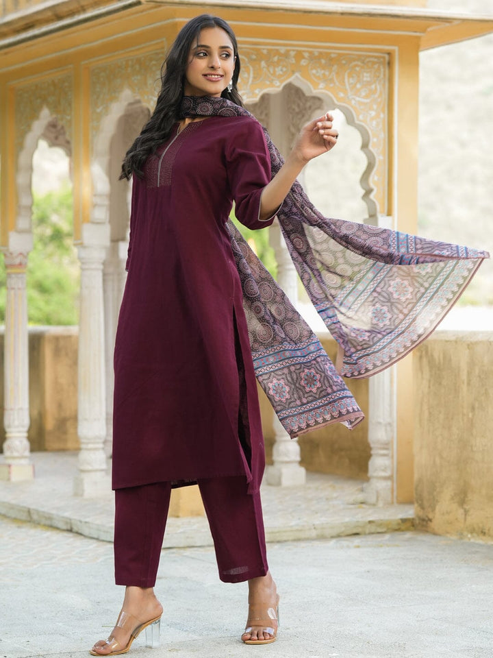 Women Cotton Flex Kurta Set With Chiffon Dupatta Kurti Dupatta set Pant Rangdeep-Fashions 