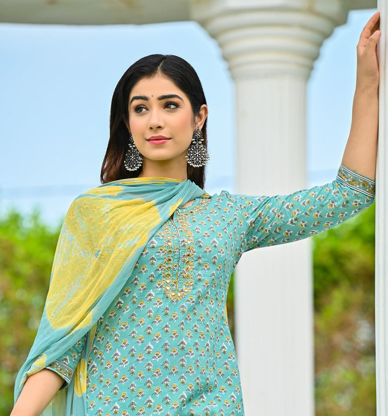 Buy Jaipur Kurti Women Yellow Yoke Design Handloom Straight Kurta with  Trousers Online.