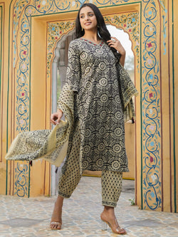 Women Pure Cotton 3pcs kurta set Kurti Dupatta set Pant Rangdeep-Fashions 