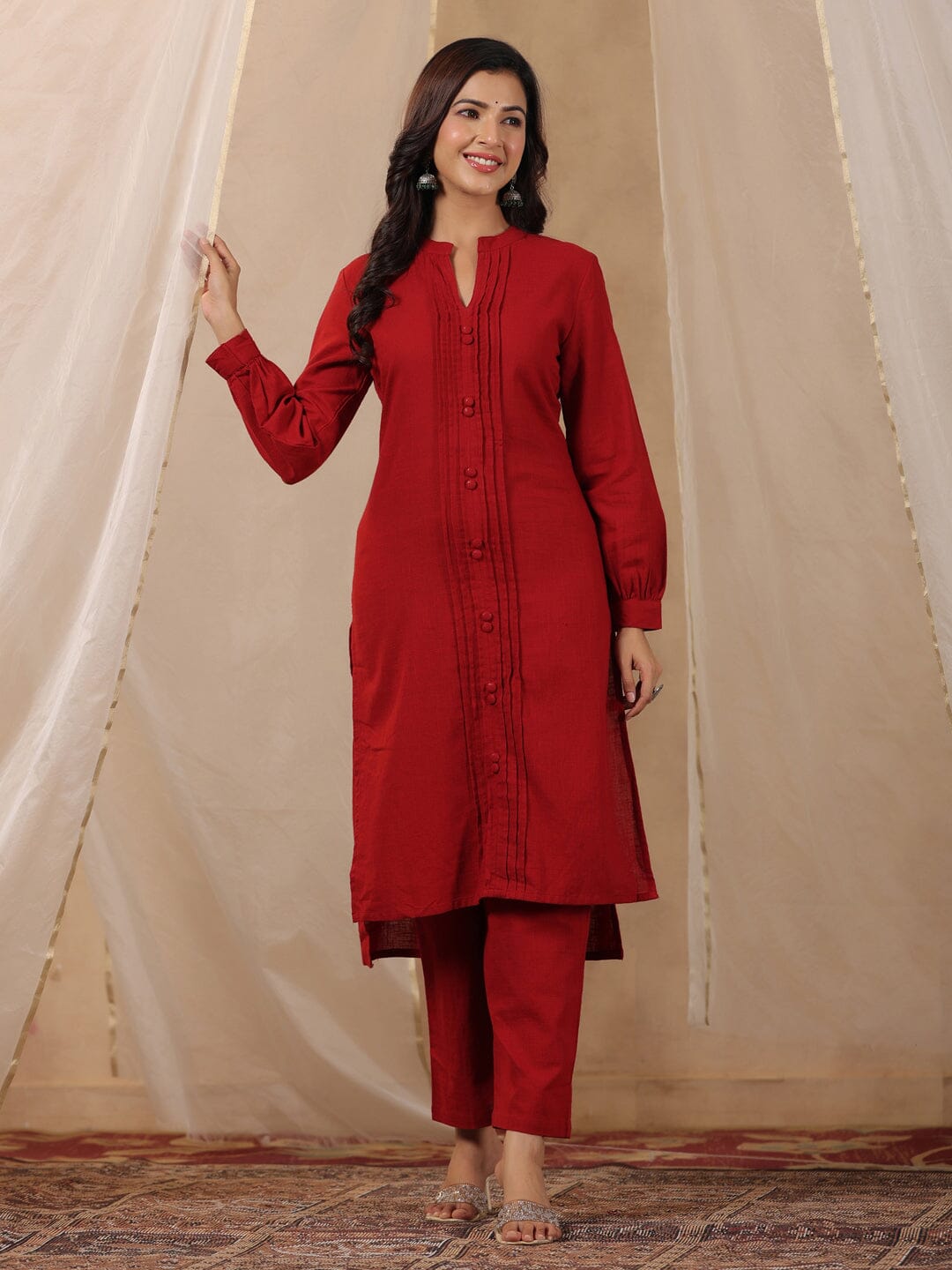 Women Pure Cotton kurta Set with Orgenza Dupatta Kurti Dupatta set Pant Rangdeep-Fashions 