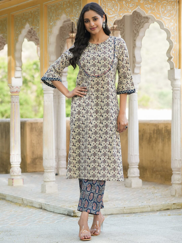 Women Pure Cotton Kurta With Pajama Kurti Dupatta set Pant Rangdeep-Fashions 