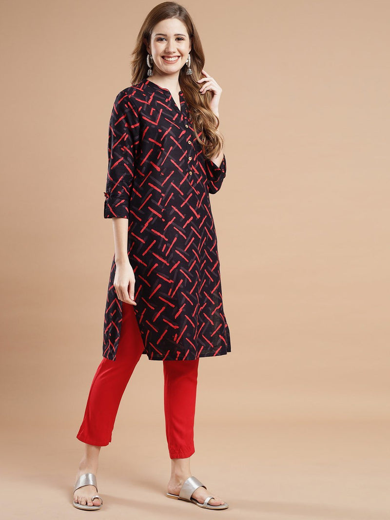 Women Red/Black kurta Kurti Rangdeep-Fashions 