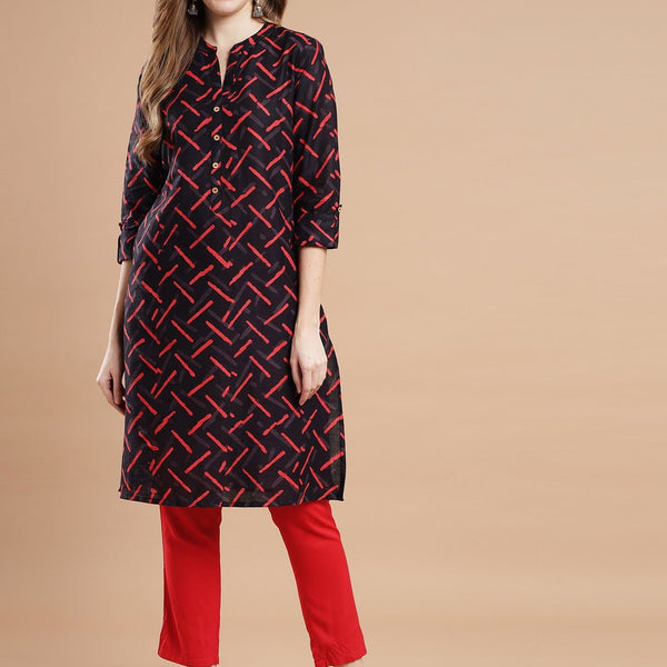 Digital Red And Black Kurti